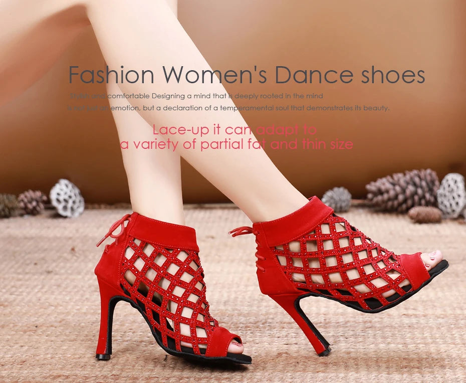 Bottines danse ajourée Noor 3 coloris disponibles Talons 6 à 10 cm