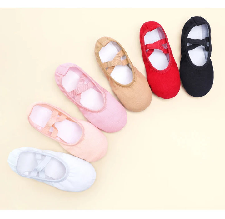 Chaussons demi-pointes en toile 6 coloris au choix