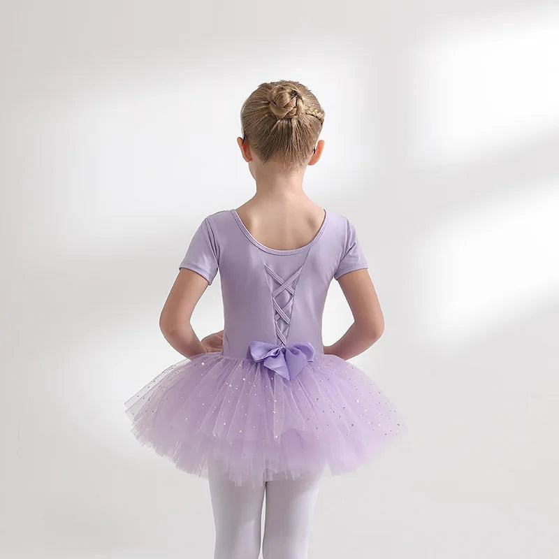 Justaucorps tutu paillettes manches courtes CELESTE