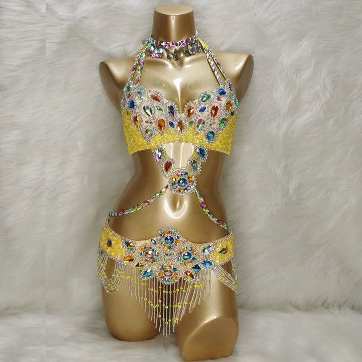 Ensemble Krystal Belly Dance Costume 3pcs