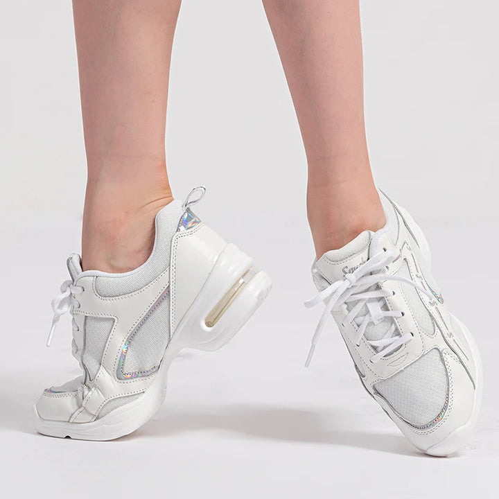 Baskets mesh cuir phosphore Sansha