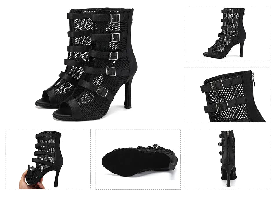 Bottines Sofia maille noire Talon de 6 à 10cm