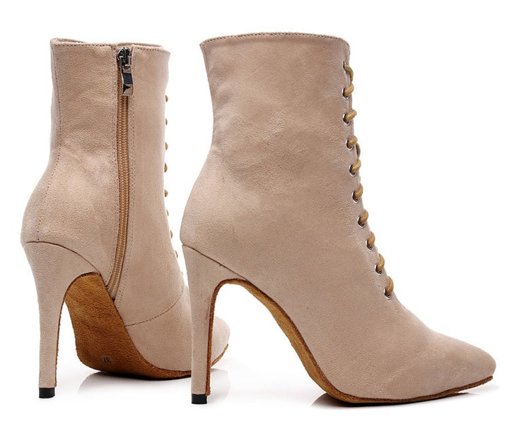 BOTTINES FERMÉES DANSE SHAYANE BEIGE TALONS DE 7 À 11CM