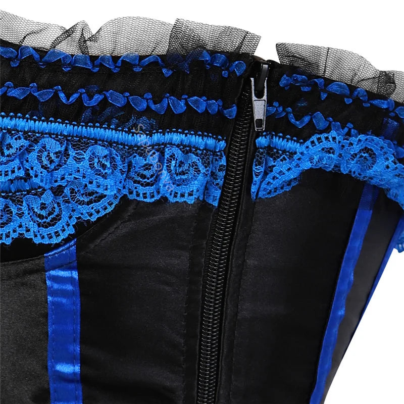 Corset bustier rayures satin avec noeuds