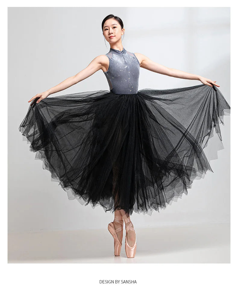 Justaucorps sans manches gris pailleté Sansha