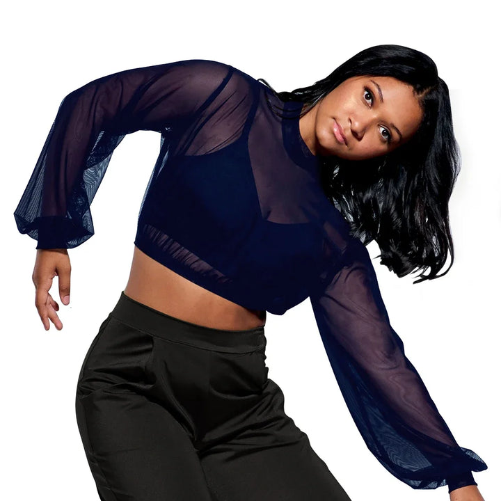 Top crop mesh manches longues avec brassière Vita