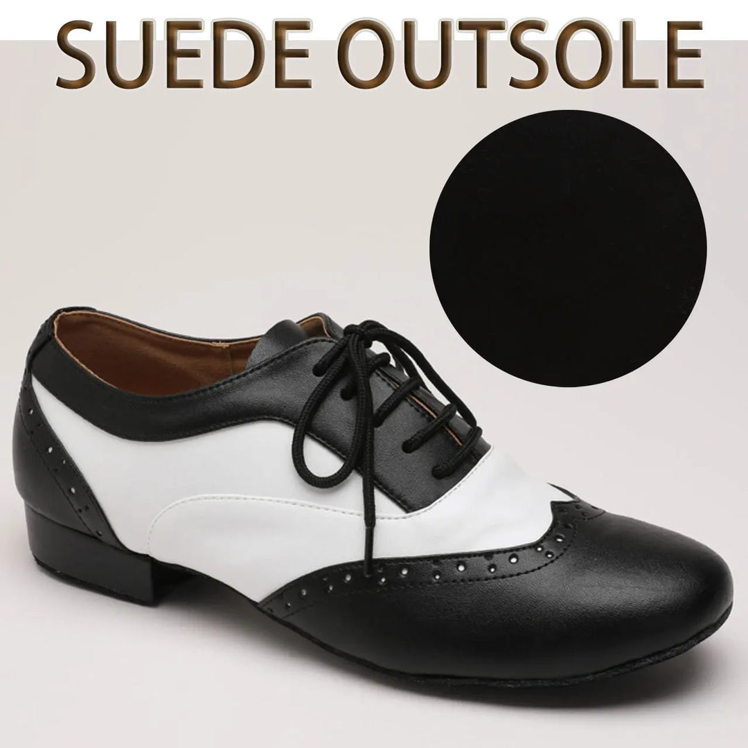 Chaussures de danse cuir noir et blanc Johnny Talon 2.5cm