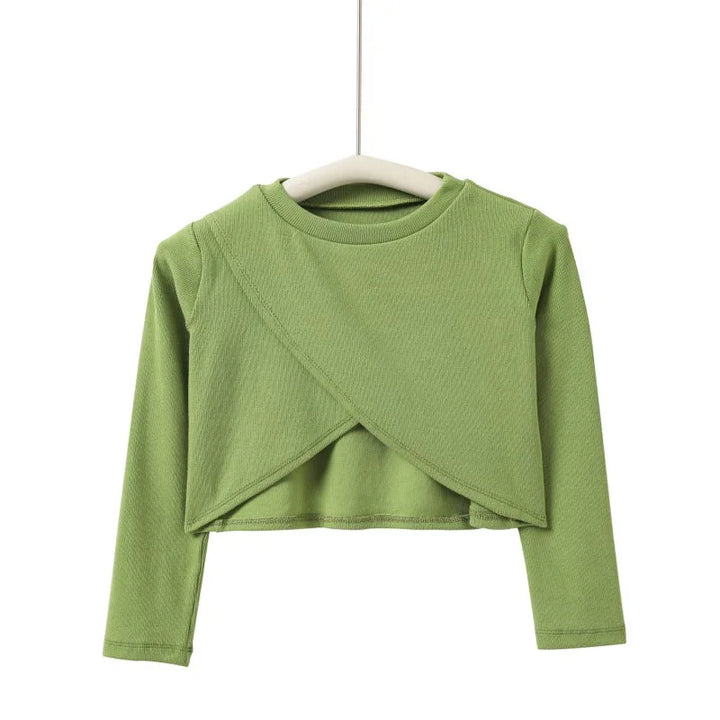 Top sweat manches longues court filles