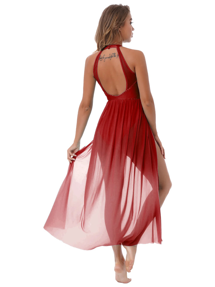 Robe justaucorps paillettes Macha fendue sur le côté