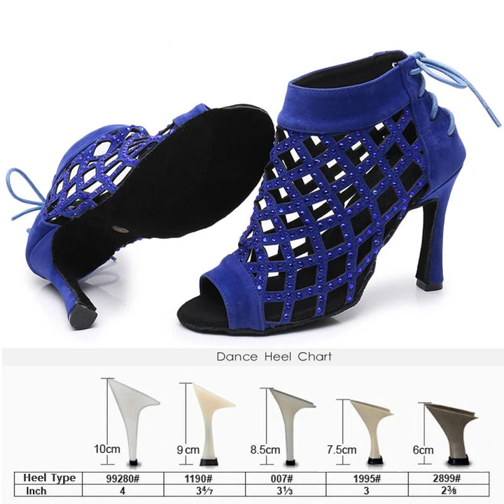 Bottines danse ajourée Noor 3 coloris disponibles Talons 6 à 10 cm