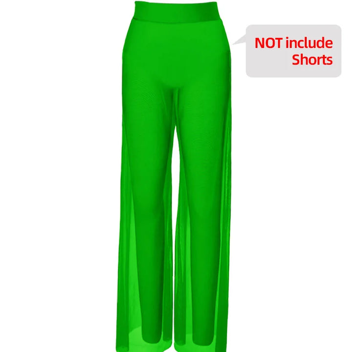 Pantalon Florence large en mesh transparent