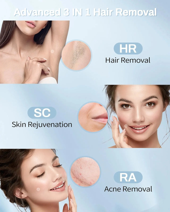 Epilateur Laser IPL 3 en 1 traitement permanent visage et corps