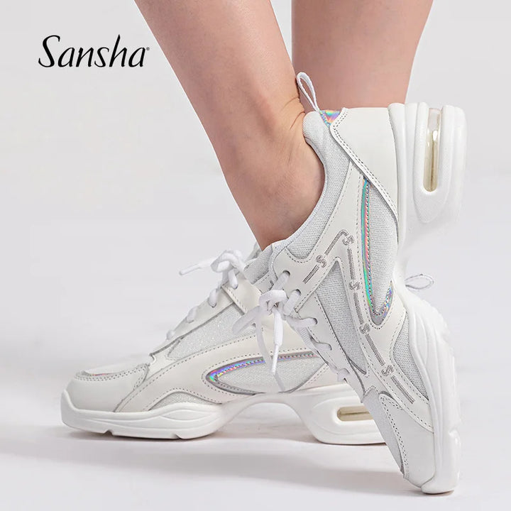 Baskets mesh cuir phosphore Sansha