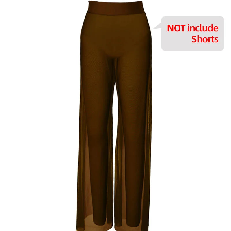 Pantalon Florence large en mesh transparent