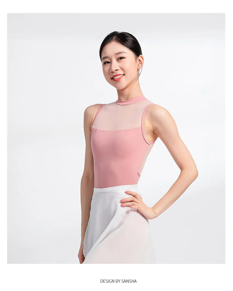 Justaucorps bi-matiere sans manches Sansha