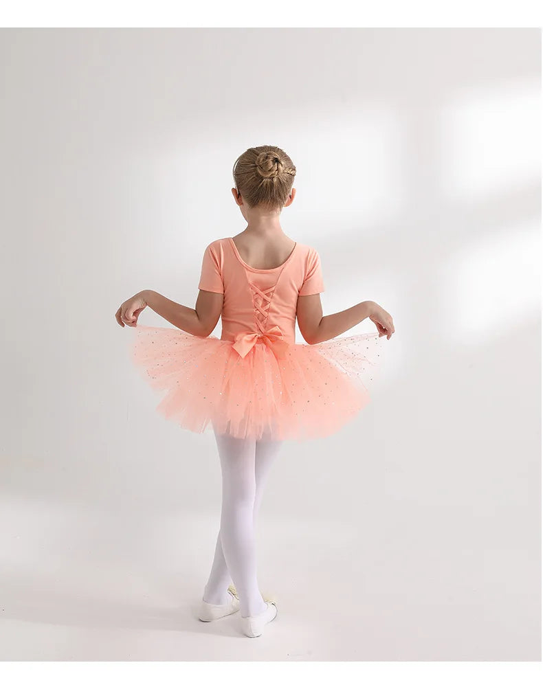 Justaucorps tutu paillettes manches courtes CELESTE