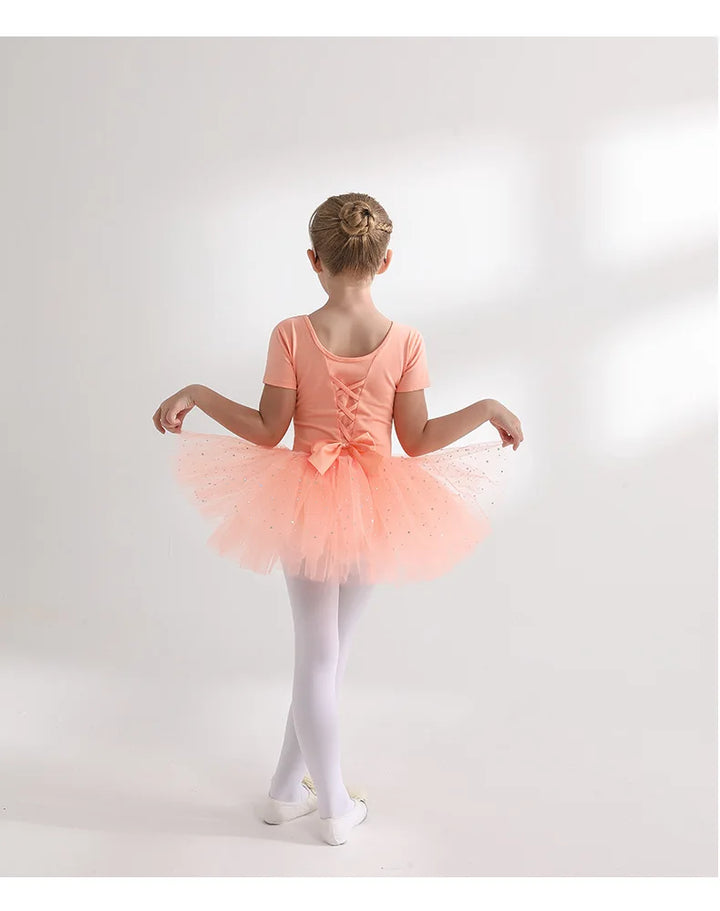 Justaucorps tutu paillettes manches courtes CELESTE