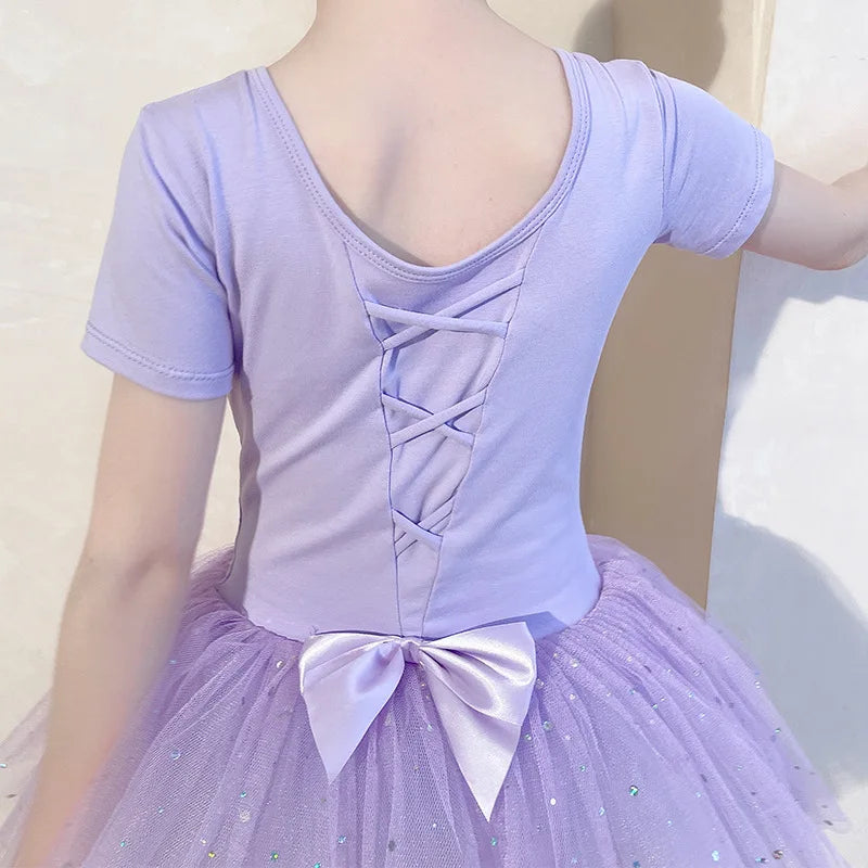 Justaucorps tutu paillettes manches courtes CELESTE