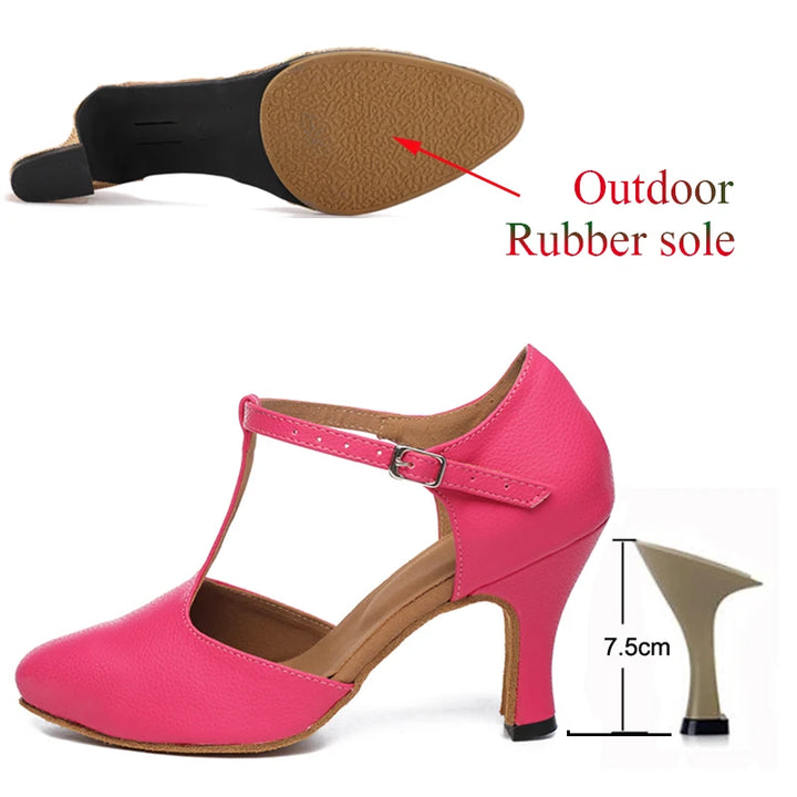 Chaussures de danse fermées Irina rose Talons cubains de 4.5 à 8.3cm