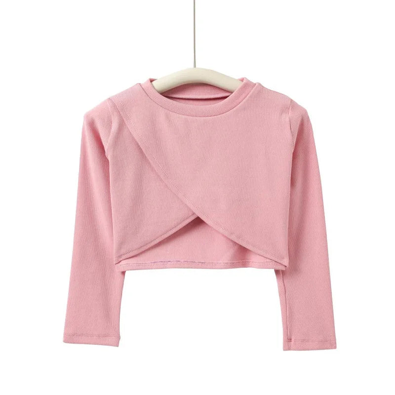 Top sweat manches longues court filles