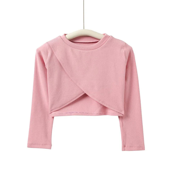 Top sweat manches longues court filles