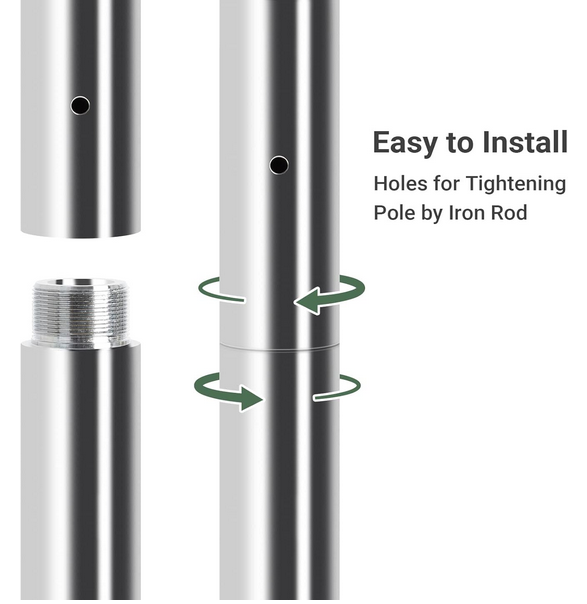 Extension pour barre Pole Dance tube argent 45mn longueur 125mm à 500mm