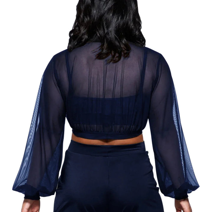 Top crop mesh manches longues avec brassière Vita