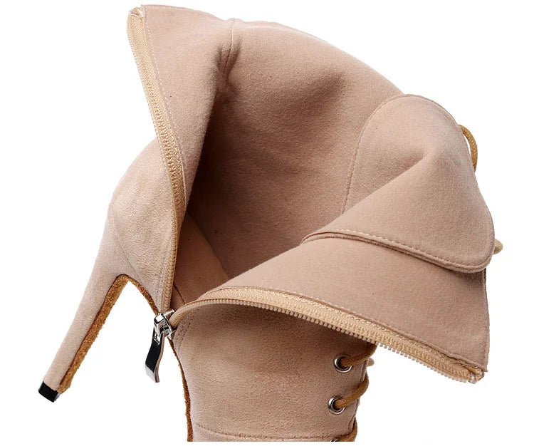 BOTTINES FERMÉES DANSE SHAYANE BEIGE semelle extérieur TALONS DE 7.5 À 11CM