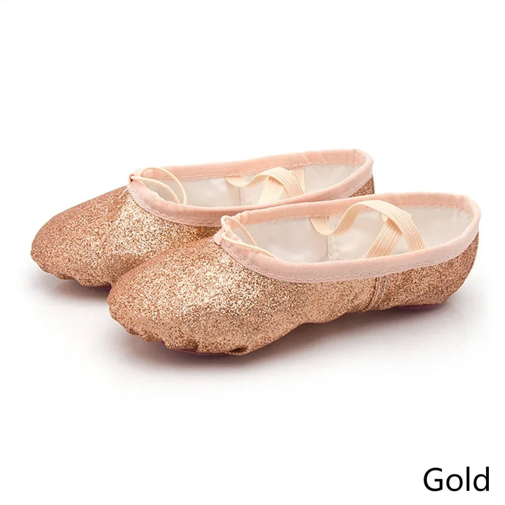 Chaussons demi-pointes bi-semelle à paillettes