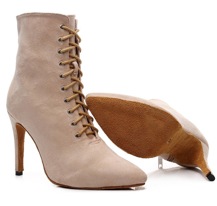 BOTTINES FERMÉES DANSE SHAYANE BEIGE TALONS DE 7 À 11CM