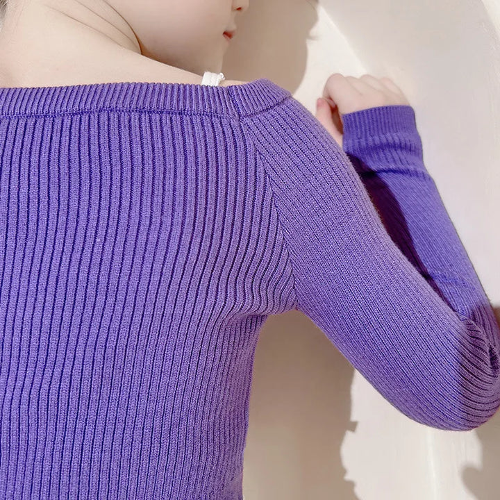 Top Pullover court manches longues filles