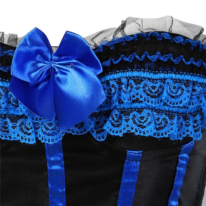 Corset bustier rayures satin avec noeuds