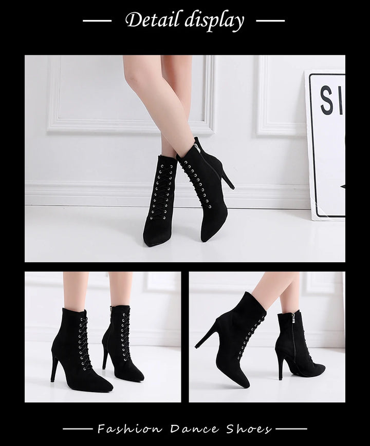 BOTTINES FERMÉES DANSE SHAYANE NOIR TALONS DE 6 À 11CM