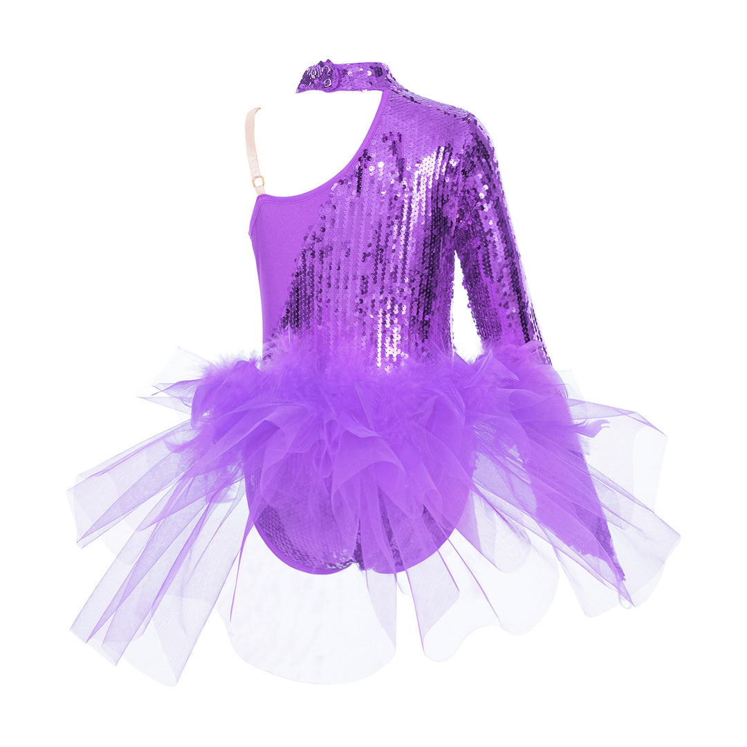 Justaucorps 1 manche avec tulle et paillettes Lamya