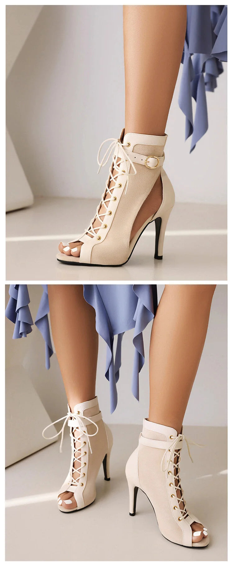 Bottines danse Ruth beige Talons de 7 à 11cm