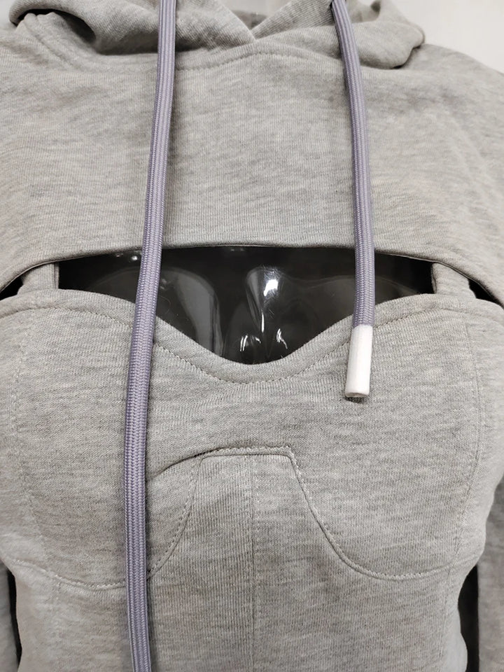 Sweat capuche polaire Crop manches longues avec top