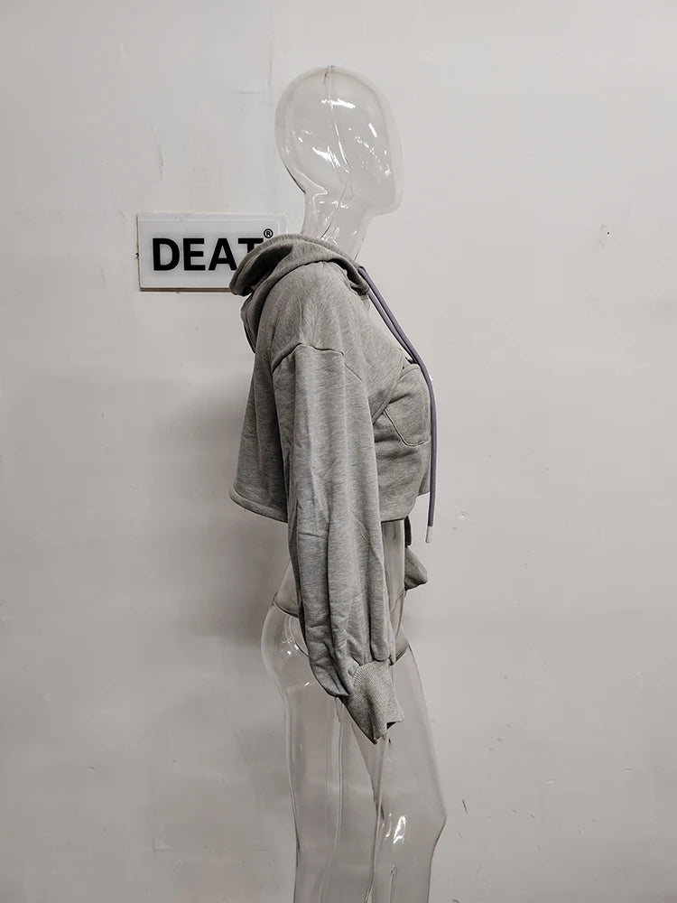 Sweat capuche polaire Crop manches longues avec top