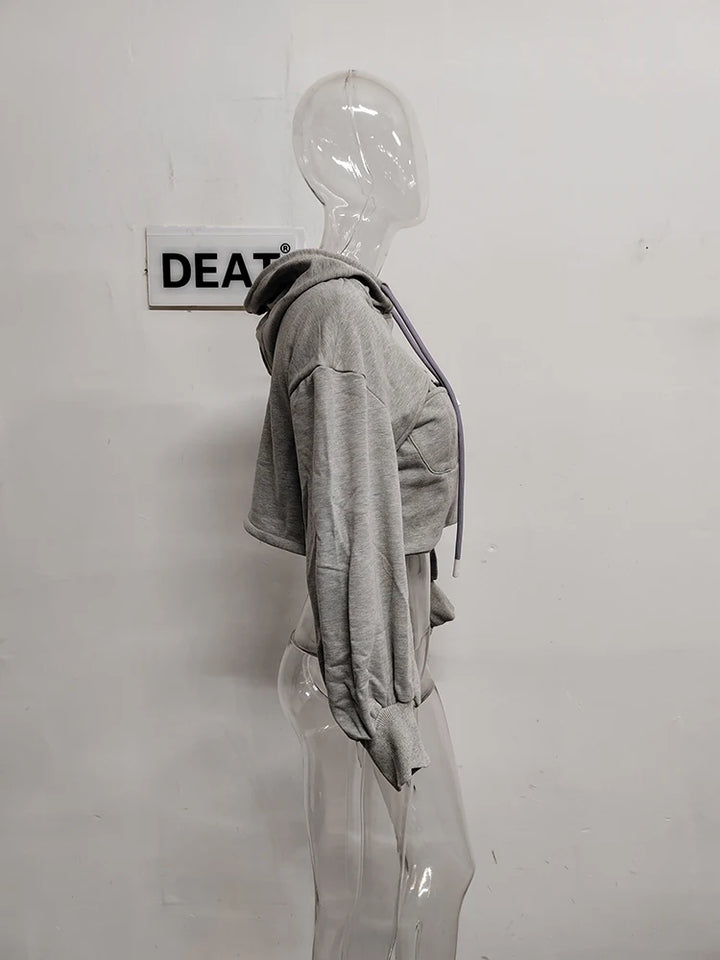 Sweat capuche polaire Crop manches longues avec top