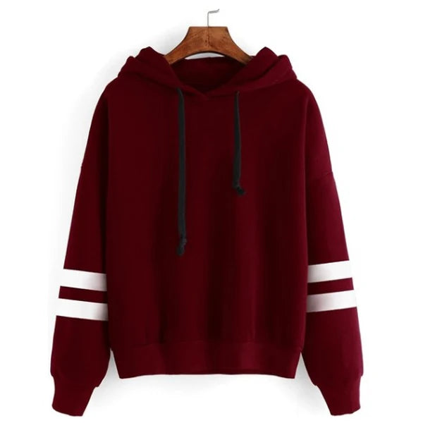 Sweat-shirt à capuche manches rayures