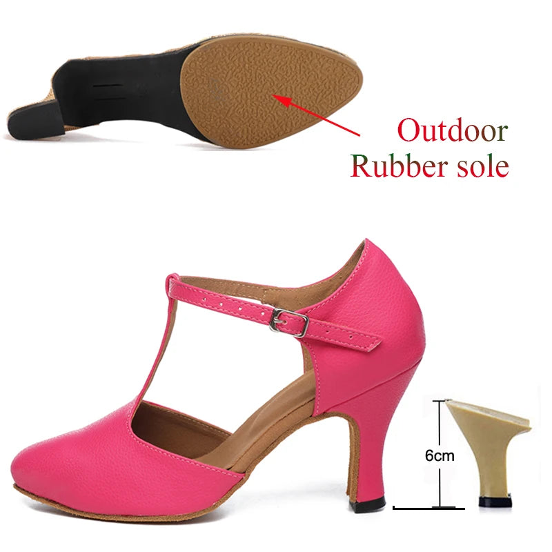 Chaussures de danse fermées Irina rose Talons cubains de 4.5 à 8.3cm