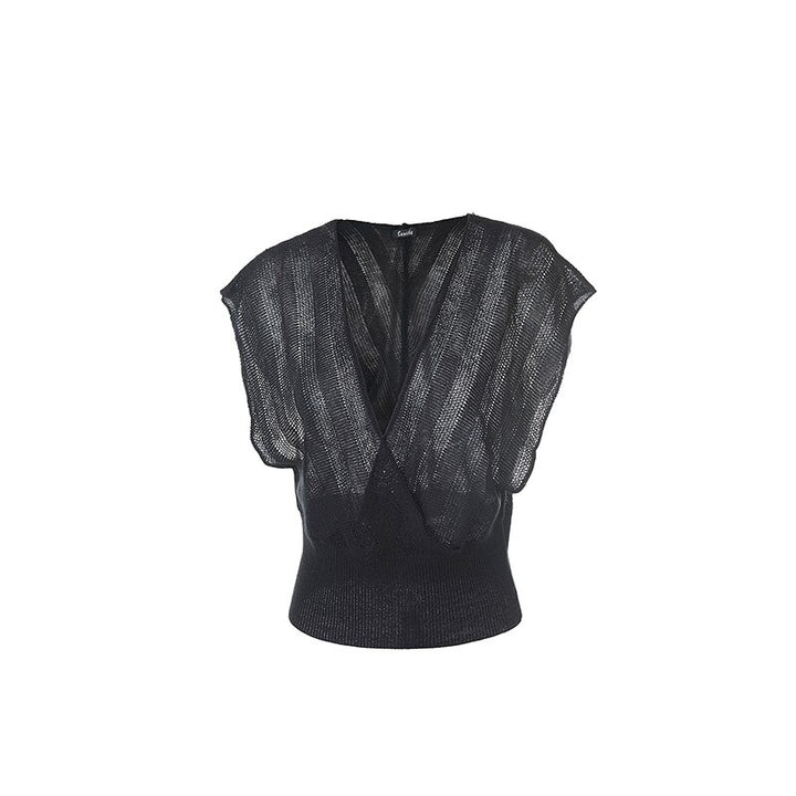 Top fantaisie maille légère et transparente 4 coloris au choix