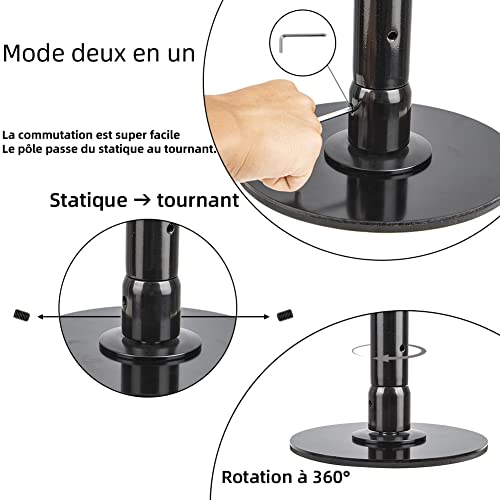 Barre de Pole Dance 360 spin coloris noir