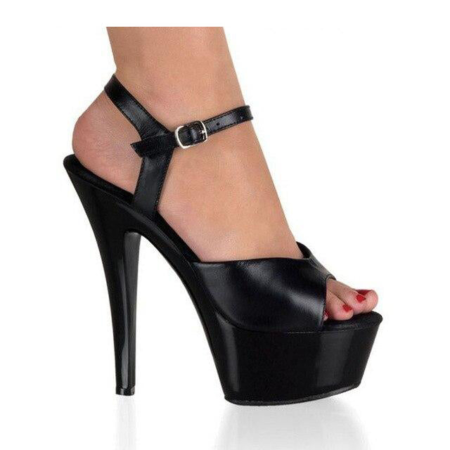 Chaussures de danse talon plateforme coloris noir & rouge