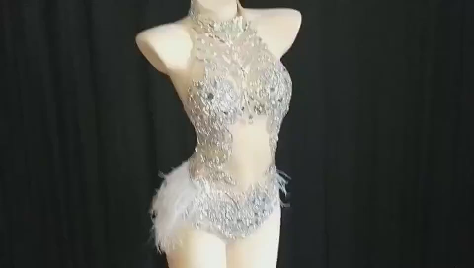 Justaucorps Sparkly Silver Crystals or ou argent