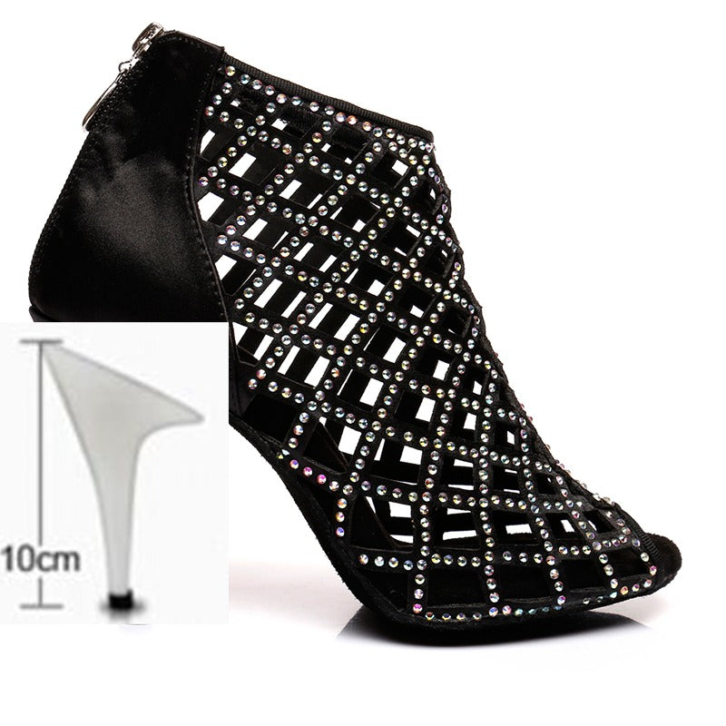 Bottines strass coloris noir Régine Talons de 6 à 10cm
