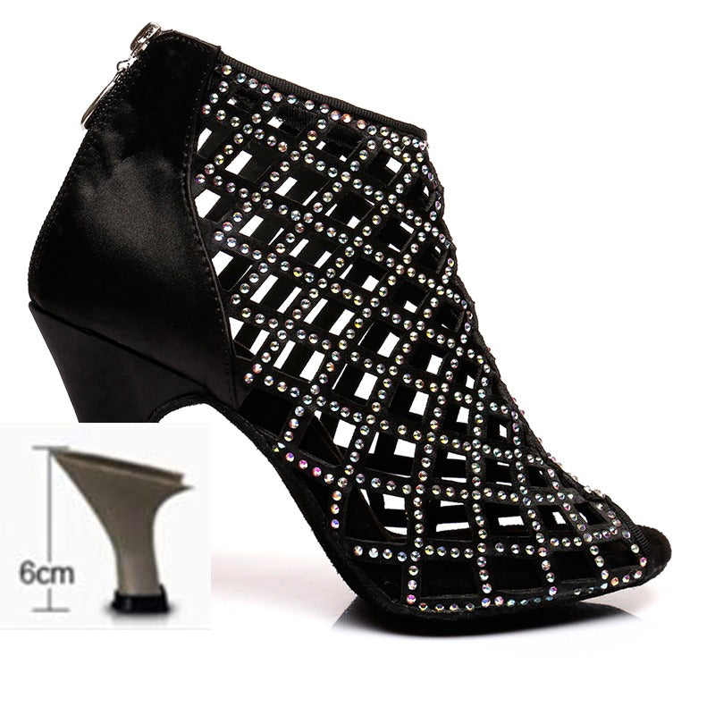 Bottines strass coloris noir Régine Talons de 6 à 10cm