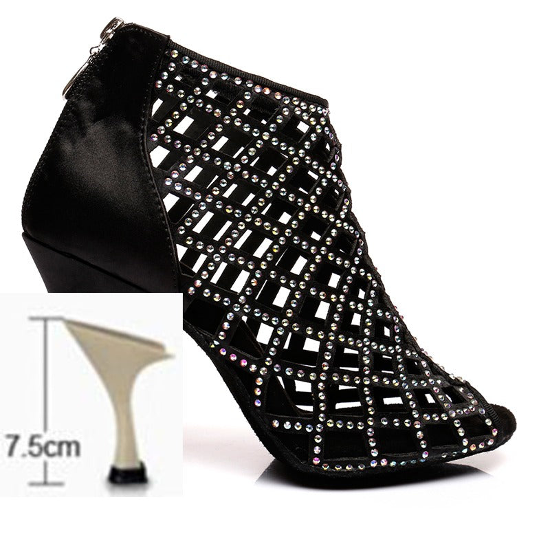 Bottines strass coloris noir Régine Talons de 6 à 10cm