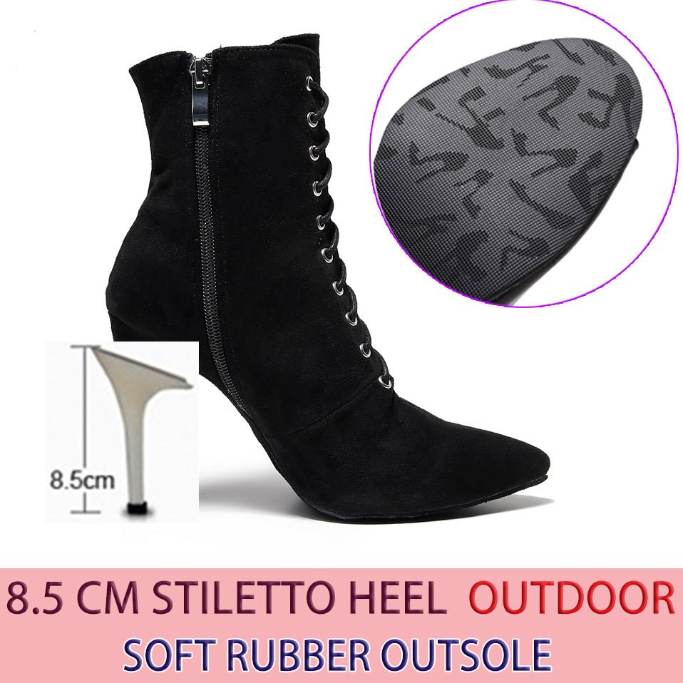 Bottines fermées danse Shayane noir Talons de 6 à 11cm semelle pour exterieur