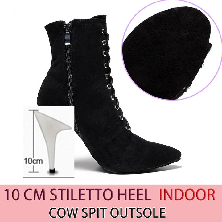 Bottines fermées danse Shayane noir Talons de 6 à 11cm semelle pour exterieur