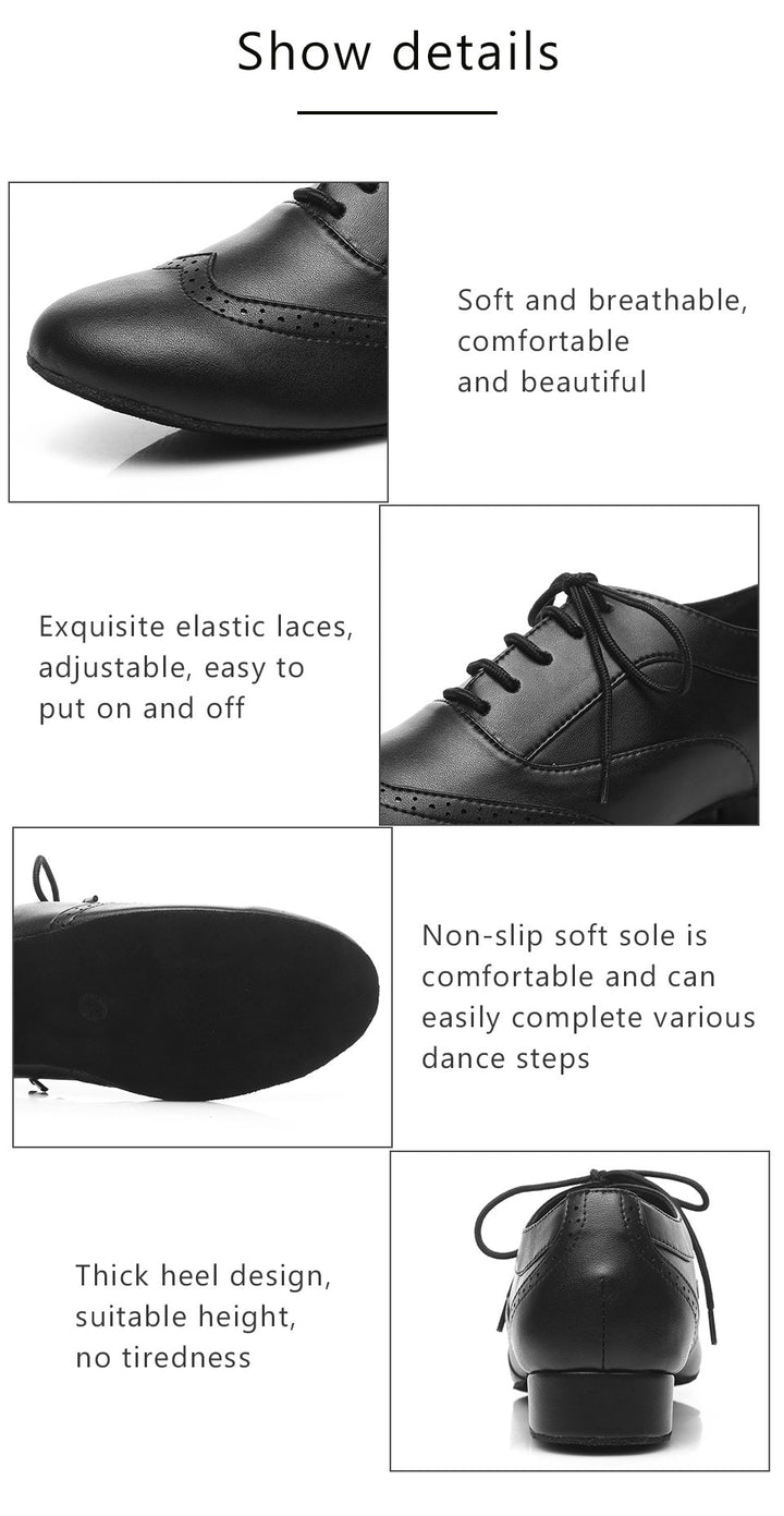 Chaussures de danse cuir noir et blanc Johnny talon de 4.5cm